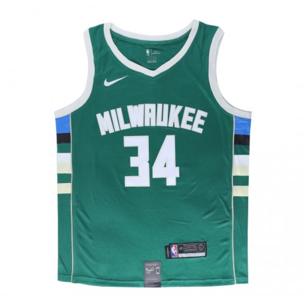 Men's Milwaukee Bucks Giannis Antetokounmpo #34 Green Swingman Jersey - Icon Edition-Pro Kit Vault | Brand New 26/27 Sports Jerseys